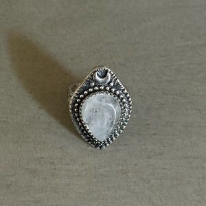 Metal and Quartz Crescent Moon Ring